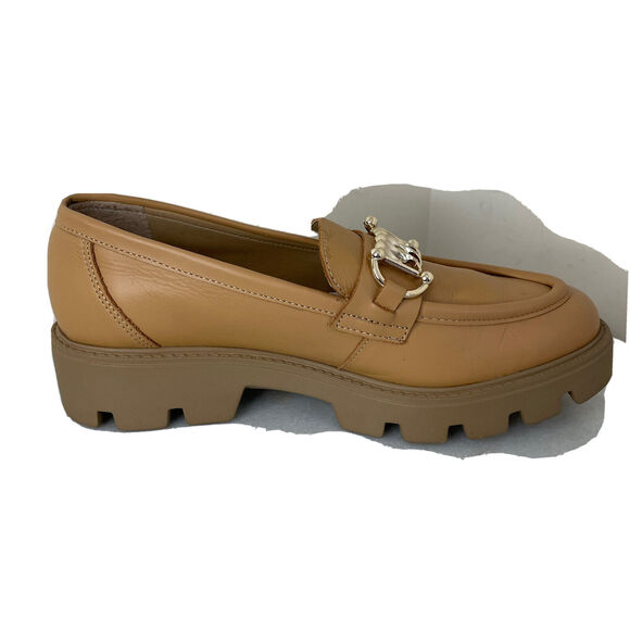 Gem’s Vera Pelle Chunky Lug Sole Tan Leather Shoes Wedge Loafers Women Sz 8 / 39 - Picture 3 of 11